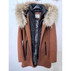 Soia & Kyo Wool Coat with Fur (Caramel)